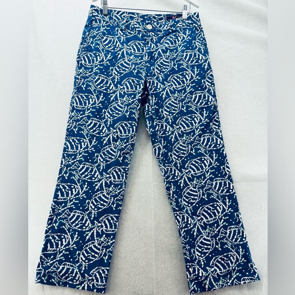 Men’s Vineyard Vines 100% Cotton Chino Pants Blue & White Fish size 30x26 *Read*